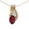 Certified 14k Yellow Gold Oval Garnet And Diamond Pendant