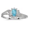 Certified 14k White Gold Oval Blue Topaz And Diamond Satin Finish Ring 0.2 CTW
