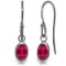 1 Carat 14K Solid White Gold Fish Hook Earrings Natural Ruby