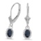 Certified 14k White Gold Oval Sapphire And Diamond Leverback Earrings