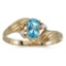 Certified 10k Yellow Gold Oval Blue Topaz And Diamond Ring