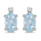 Certified 14k White Gold Oval Aquamarine And Diamond Earrings