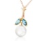 2.2 CTW 14K Solid Gold Necklace Natural pearl Blue Topaz