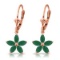 2.8 Carat 14K Solid Rose Gold Leverback Earrings Natural Emerald