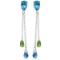 7.5 Carat 14K Solid White Gold Chandelier Earrings Blue Topaz Peridot