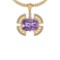 Certified 24.27 Ctw I2/I3 Amethyst And Diamond 14K Yellow Gold Pendant
