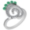 0.96 Ctw VS/SI1 Emerald And Diamond 14K White Gold Ring