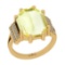 6.76 Ctw I2/I3 Lemon Topaz And Diamond 10K Yellow Gold Ring