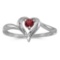 Certified 10k White Gold Round Garnet Heart Ring