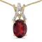 Certified 14k Yellow Gold Oval Garnet And Diamond Pendant