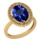 2.83 Ctw VS/SI1 Tanzanite And Diamond Platinum 14K Yellow Gold Plated Ring