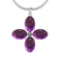 Certified 10.35 Ctw I2/I3 Amethyst And Diamond 14K White Gold Pendant