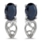 Certified 14k White Gold Oval Sapphire And Diamond Earrings