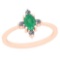 0.60 Ctw Emerald And Diamond I2/I3 14K Rose Gold Vintage Style Ring