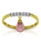 1.45 Carat 14K Solid Gold Ring Natural Diamond Dangling Pink Topaz