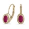 Certified 14k Yellow Gold Oval Ruby Bezel Lever-back Earrings