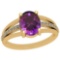 2.61 Ctw Amethyst And Diamond I2/I3 10k Yellow Gold Vintage Style Ring