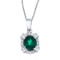 Certified 14k White Gold Emerald and Diamond Halo Pendant