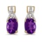 Certified 14k Yellow Gold Oval Amethyst And Diamond Earrings