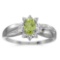 Certified 14k White Gold Oval Peridot And Diamond Ring