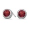 Certified 14k White Gold Round Garnet Bezel Stud Earrings