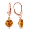 3.1 Carat 14K Solid Rose Gold Leverback Earrings Citrines