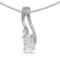 Certified 14k White Gold Oval White Topaz And Diamond Wave Pendant