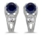 Certified 14k White Gold Round Sapphire And Diamond Earrings