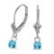 Certified 14k White Gold 5mm Round Genuine Blue Topaz Lever-back Earrings