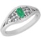 0.41 Ctw I2/I3 Emerald And Diamond 14K White Gold Ring