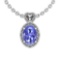 0.77 Ctw VS/SI1 Tanzanite And Diamond 14K White Gold Pendant