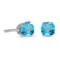 Certified 4 mm Round Blue Topaz Stud Earrings in 14k White Gold