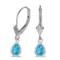 Certified 14k White Gold Pear Blue Topaz And Diamond Leverback Earrings