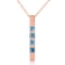 14K Solid Rose Gold Necklace Bar with Natural Blue Topaz