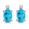 Certified 14k White Gold Oval Blue Topaz And Diamond Earrings