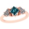 1.50 Ctw I2/I3 Treated Fancy Blue And White Diamond Platinum 14K Rose Gold Plated Ring