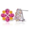 4.85 Carat 14K Solid White Gold French Clips Earrings Pink Topaz Citrine
