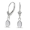 Certified 14k White Gold Oval White Topaz Bezel Lever-back Earrings