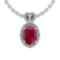 0.77 Ctw VS/SI1 Ruby And Diamond 14K White Gold Pendant