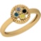 0.14 Ctw Treated Fancy Blue ,Black,Yellow And White Diamond I2/I3 14K Yellow Gold