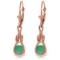 14K Solid Rose Gold Leverback Earrings with Natural Emeralds