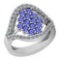 1.57 Ctw VS/SI1 Tanzanite And Diamond Platinum Ring