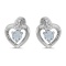 Certified 10k White Gold Round Aquamarine And Diamond Heart Earrings 0.15 CTW