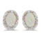 Certified 14k Yellow Gold Oval Opal And Diamond Earrings