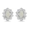 Certified 14k White Gold Oval Opal And Diamond Earrings