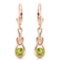 14K Solid Rose Gold Leverback Earrings with Natural Peridots