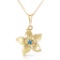 0.1 Carat 14K Solid Gold Flower Necklace Natural Blue Topaz