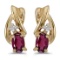 Certified 14k Yellow Gold Oval Rhodolite Garnet And Diamond Earrings