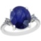 3.96 Ctw VS/SI1 Blue Sapphire And Diamond Platinum Vintage Style Ring