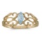 Certified 10k Yellow Gold Marquise Aquamarine Filagree Ring